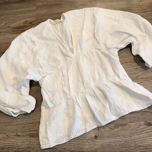 Anthropologie Stark X Cotton Gauze Tiered Top Coastal Natural Fibers Small